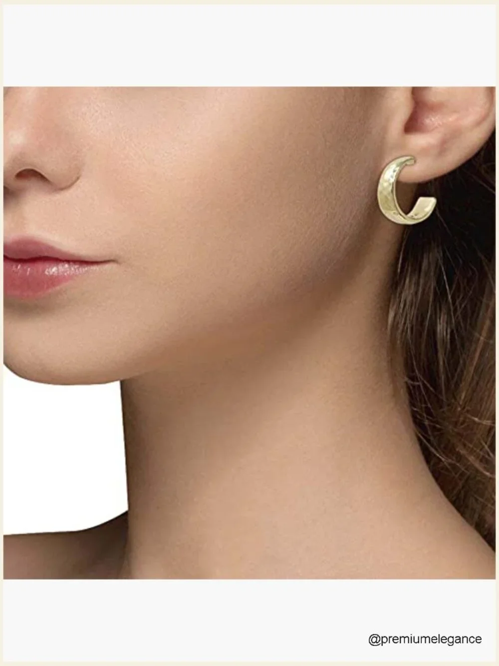 Gold Hammered Hoop Earrings Stud Closure Timeless Classic
